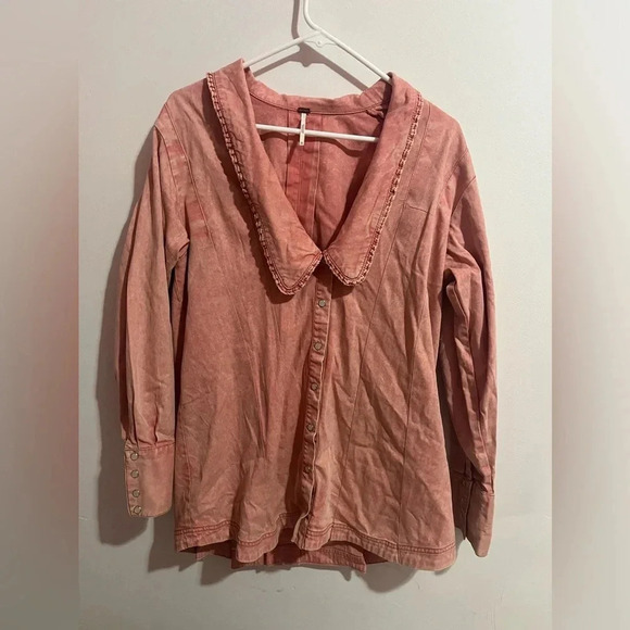 Free People Pink Button Down Shirt - Picture 2 of 3